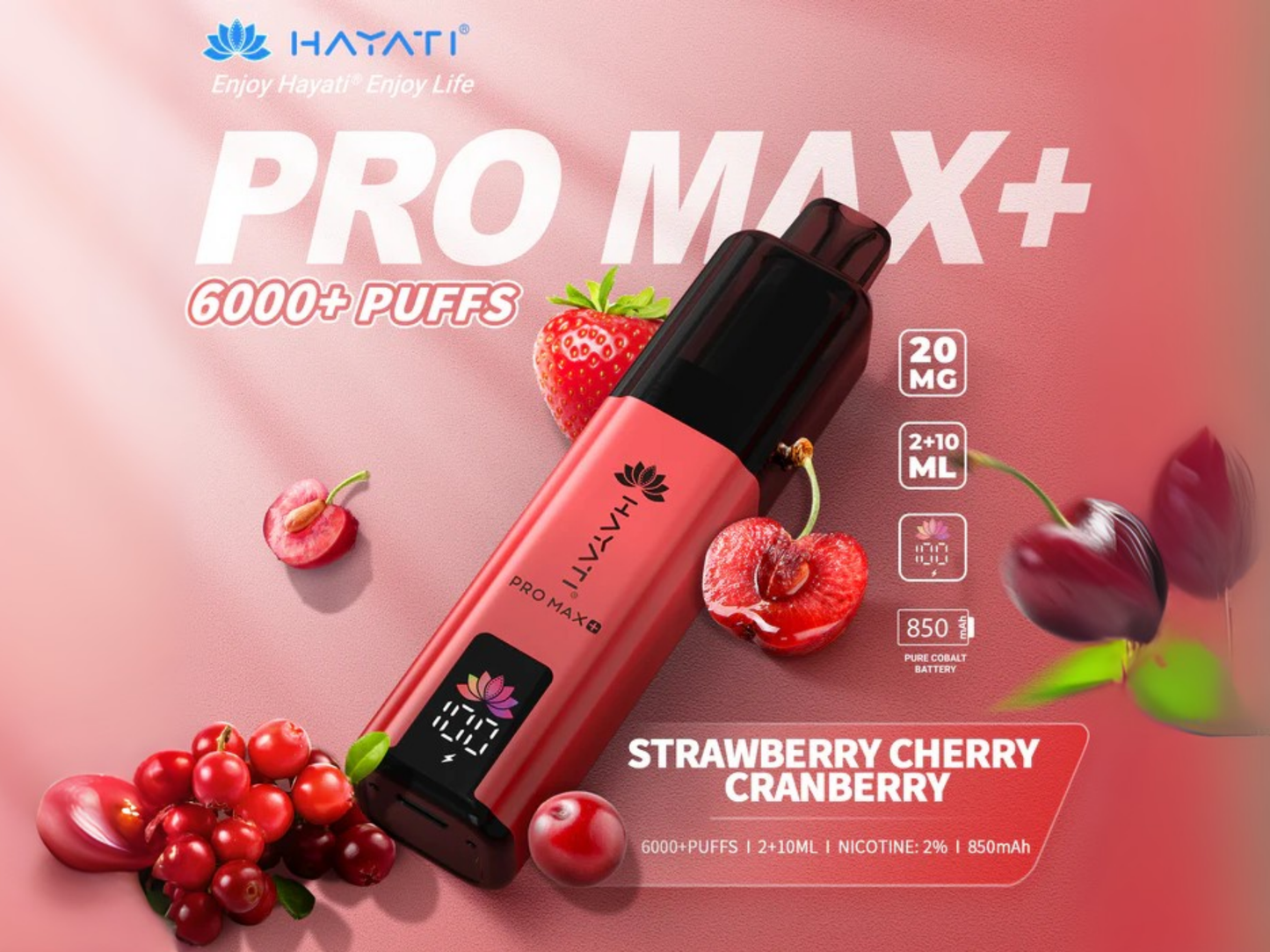 HAYATI PRO MAX + 6K PREFILLED POD (STRAWBERRY CHERRY CRANBERRY)